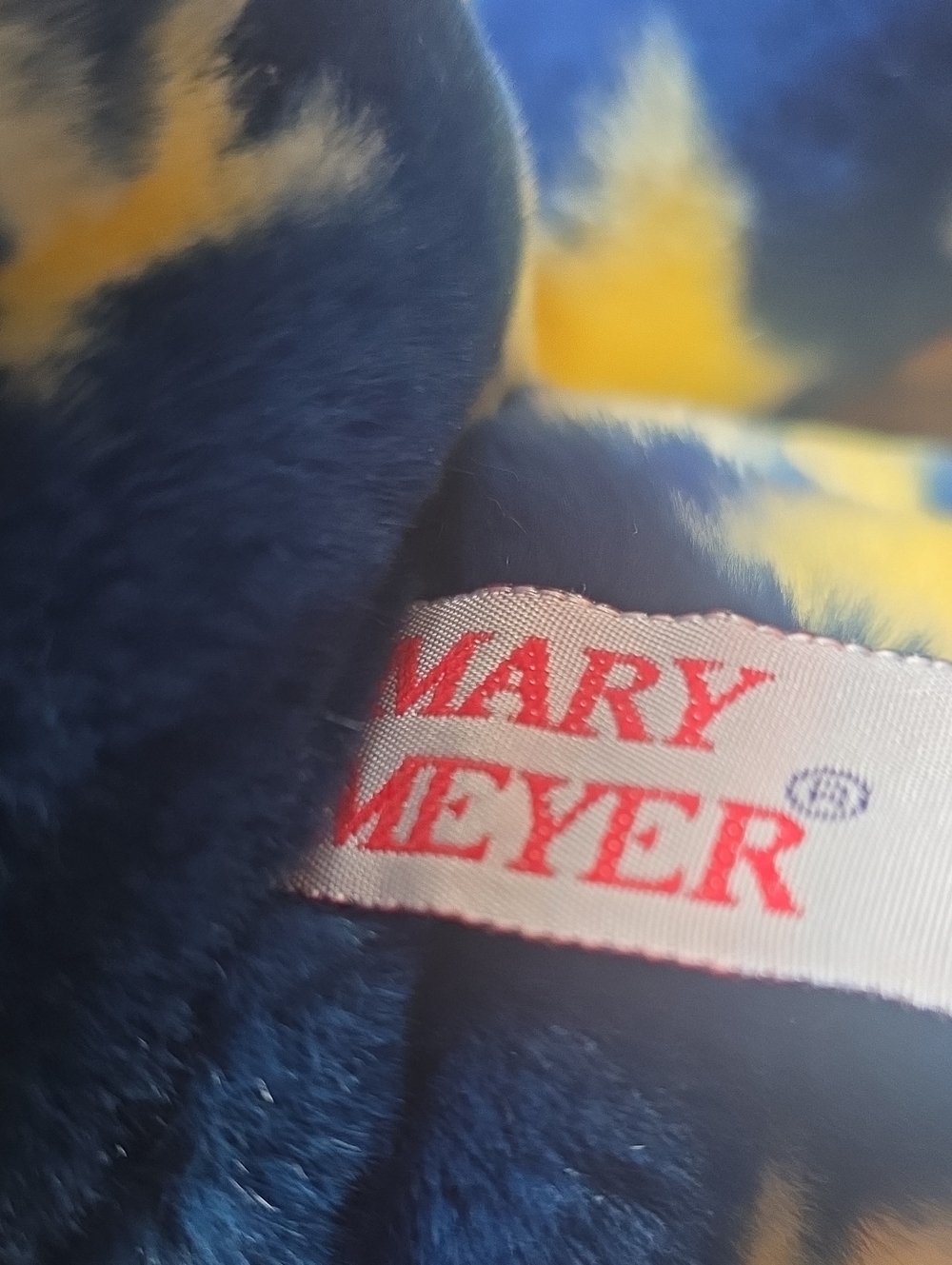 Vintage Mary Meyer 1999 Starbright Blue Bear With Gold Stars and Gold Ribbon Bow - Picture 3 of 6